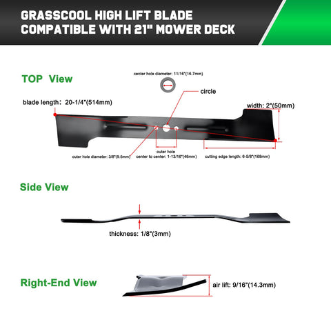 Mower deck alignment with Grasscool blade enhances suction lift.