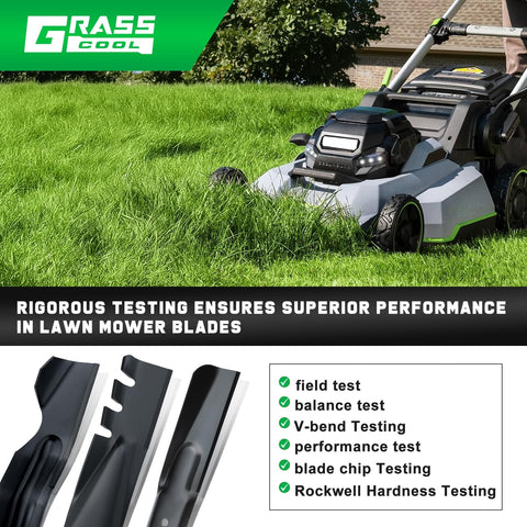 Grasscool blade in action lifting clippings for easy collection.