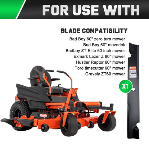 Grasscool Maverick blades fit Bad Boy ZT Elite and Exmark Lazer Z 60-inch decks