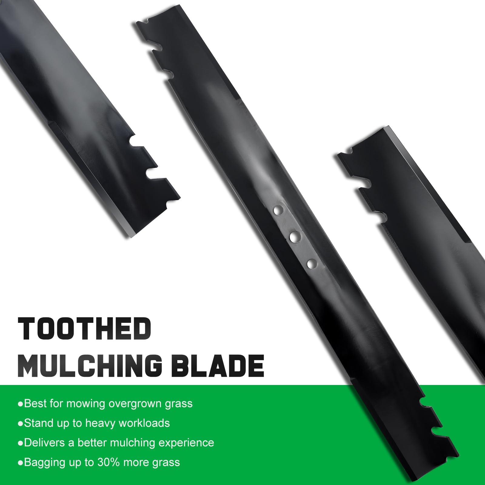 Grasscool mulching blade edge for 22-inch Toro deck enhances shredding performance.