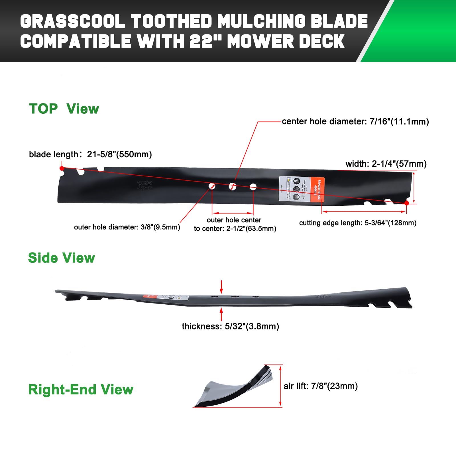 Grasscool Recycler 22 mulch blade compatibility with Toro 22-inch decks