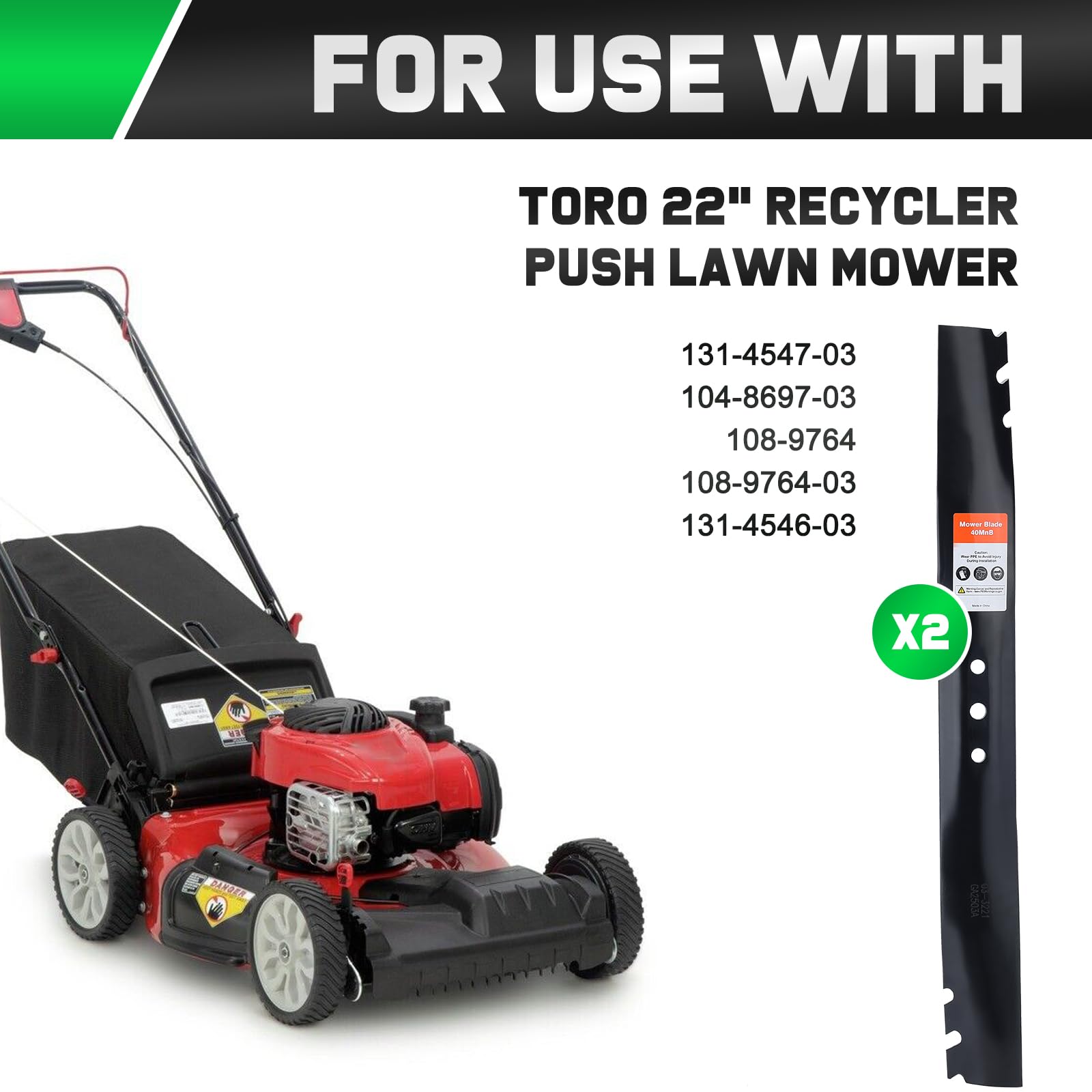 Grasscool Recycler 22 mulch blade pack displayed for Toro compatibility