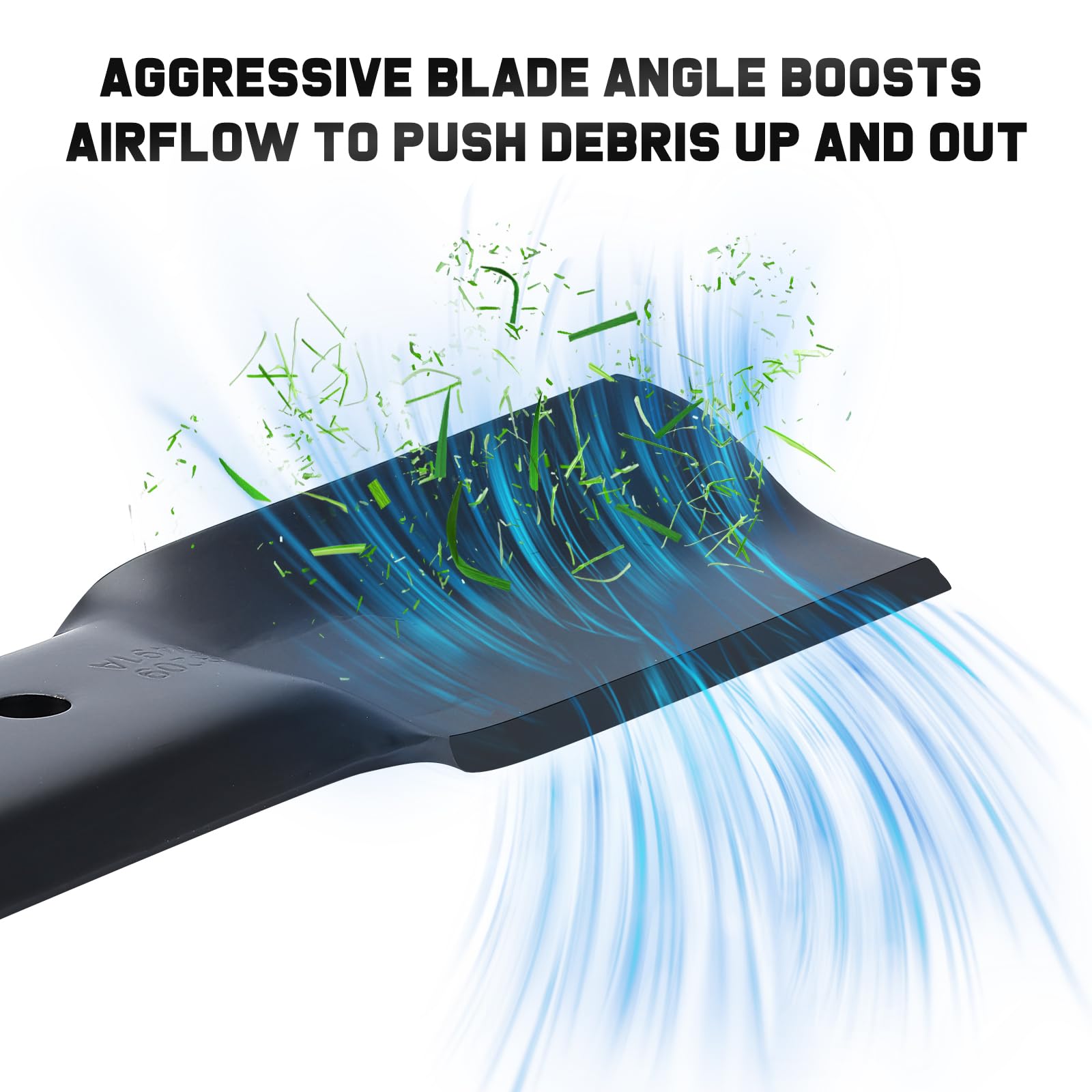 Grasscool Riding mower blades for 50-inch deck with high lift.