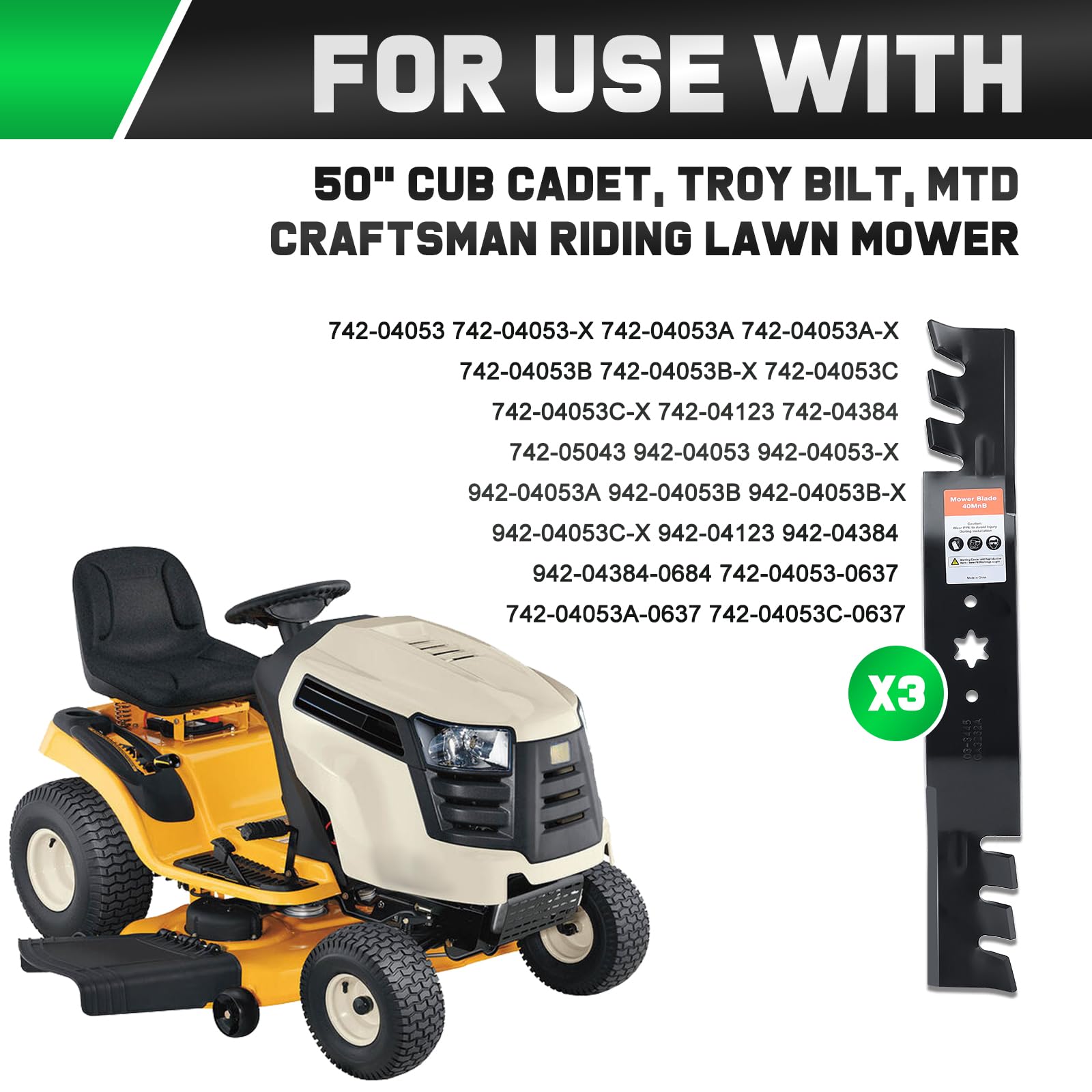 Grasscool RZT50 mulching blades installed on Cub Cadet deck improve clipping processing