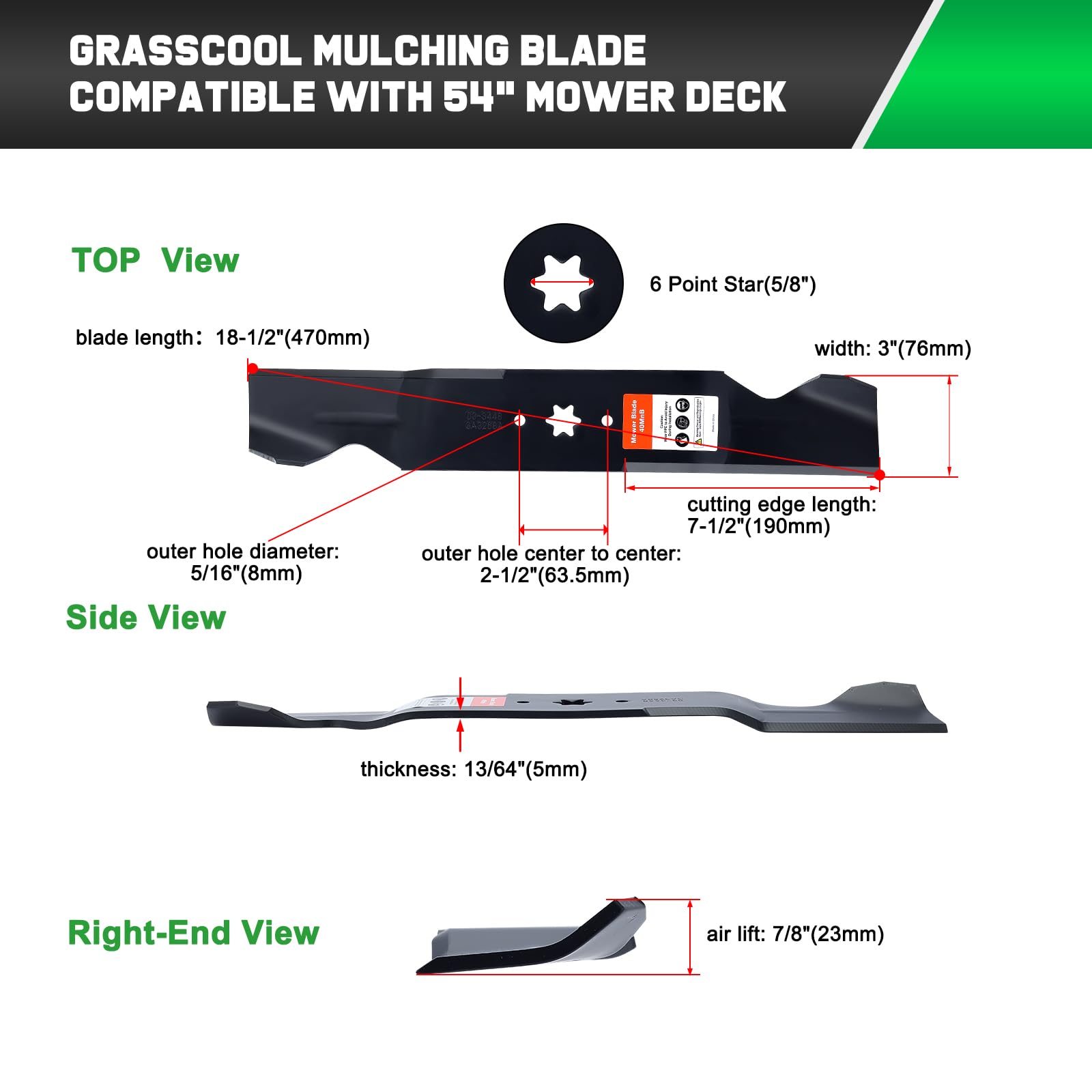 Grasscool SLTX1054 54-inch blade delivers durable performance and even grass discharge