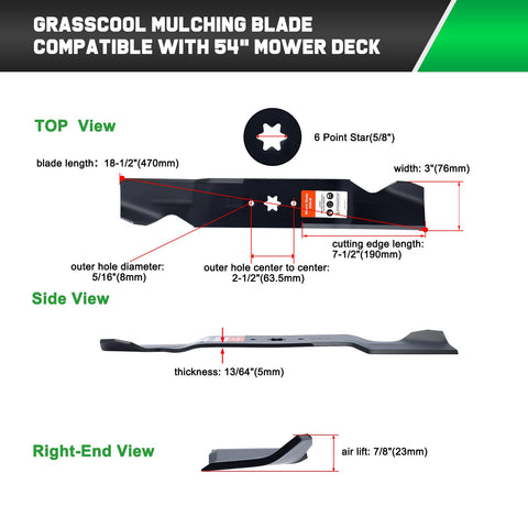 Grasscool SLTX1054 54-inch blade delivers durable performance and even grass discharge