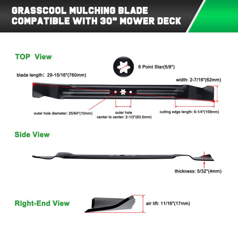 Grasscool TB30 blade with rust-protective coating for longer life.