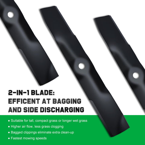 Grasscool two-in-one blades enable bagging and side discharge in one pass.