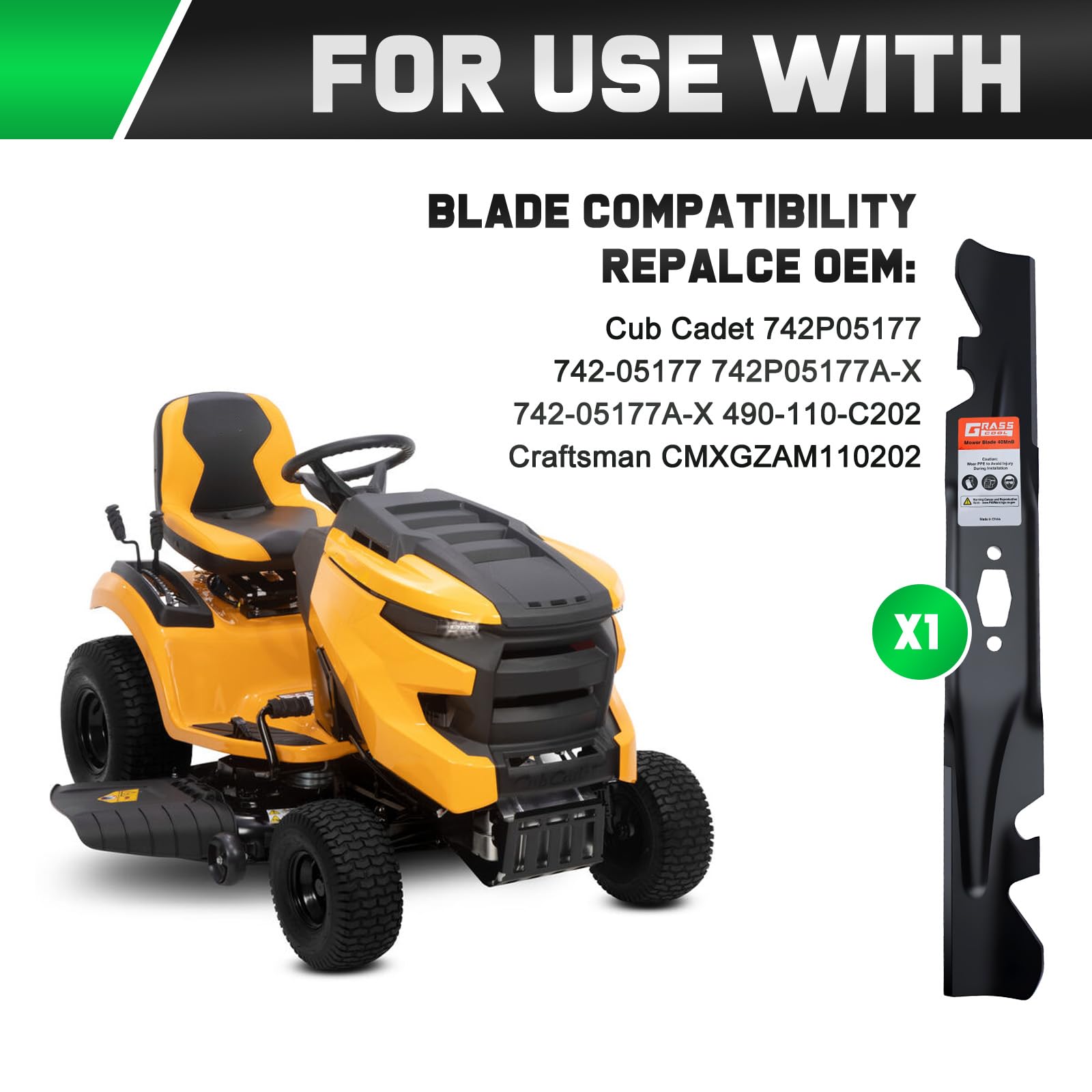 Grasscool Ultima ZT1 42 blade bottom-contact view highlights robust edge strength for cleaner cuts.