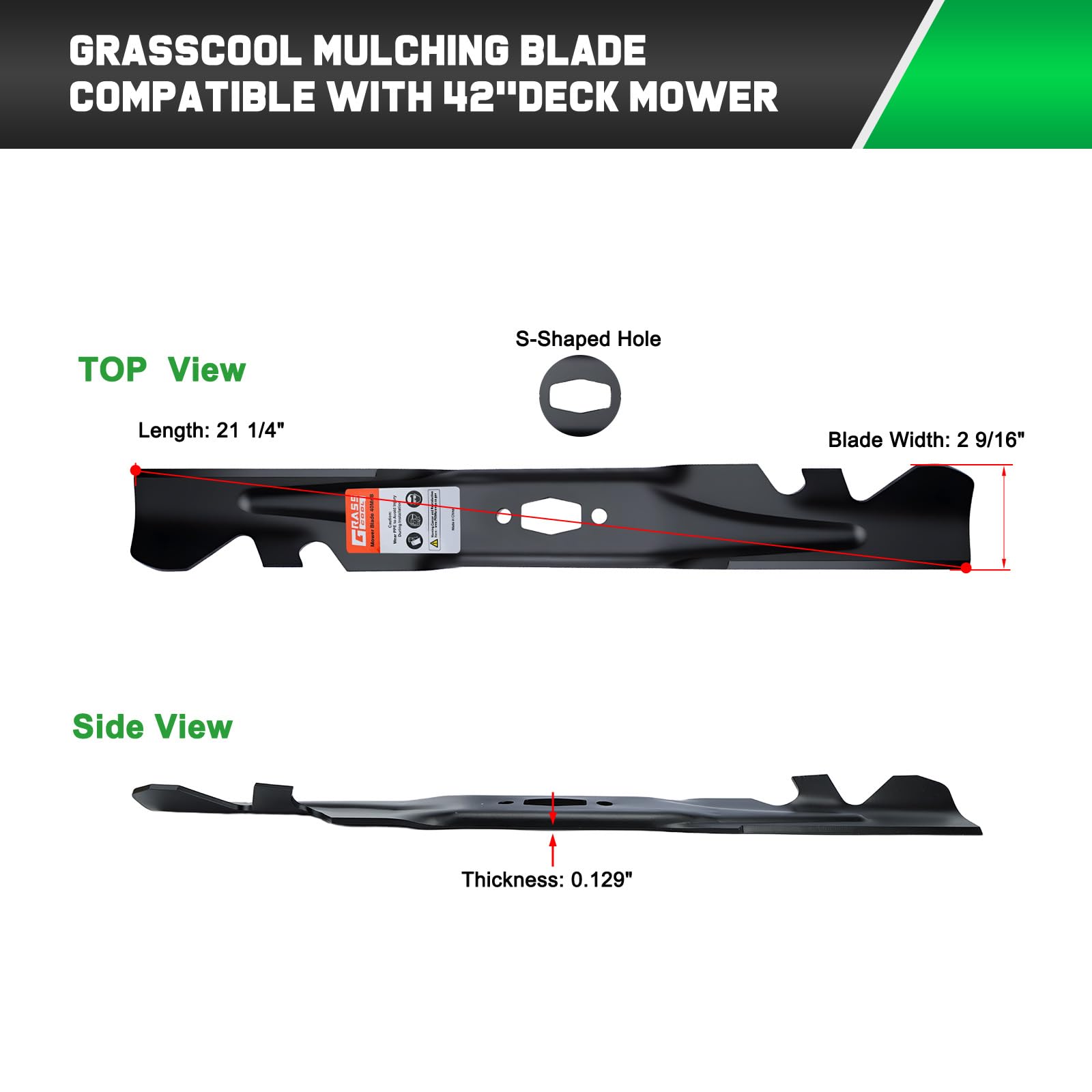 Grasscool Ultima ZT1 42 blade paint-protect coating helps resist rust during use.