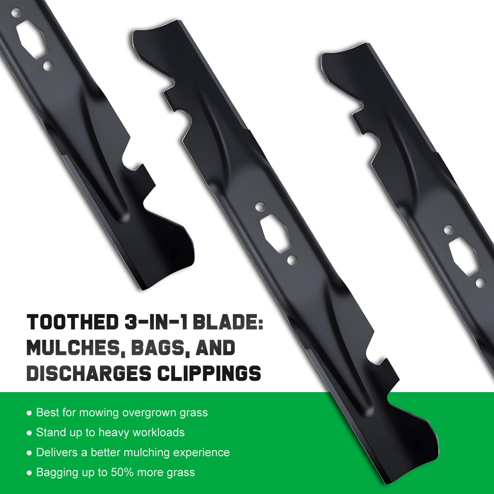 Grasscool Ultima ZT1 42 blade S-shaped center hole emphasizes universal compatibility.