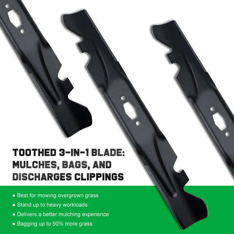 Grasscool Ultima ZT1 42 blade S-shaped center hole emphasizes universal compatibility.