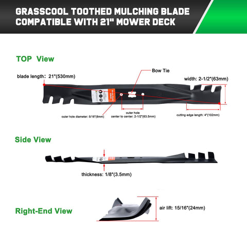 Grasscool blade on a walk-behind mower enabling mulching