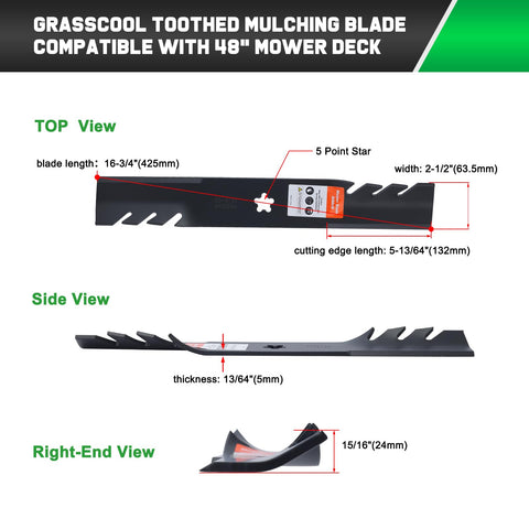 Grasscool Z248F mulching blade in action on a lawn mower.