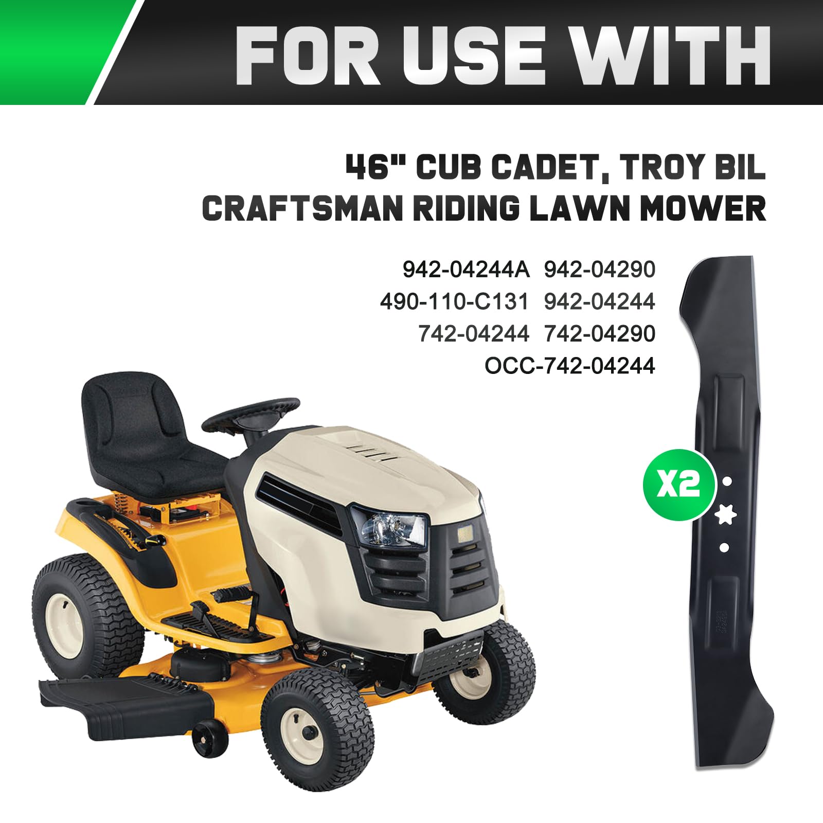 Grasscool ZT1/ZT2 Ultima compatibility blade for 46-inch mowers.