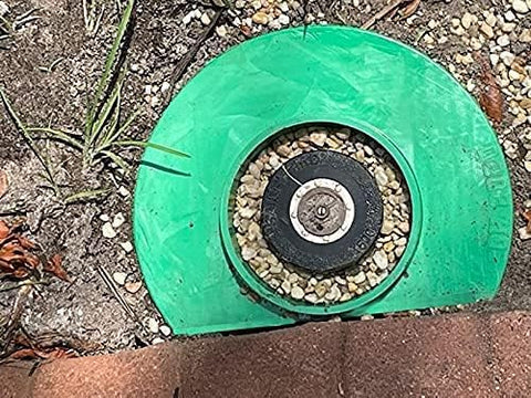 GRASSHOLE donut guard installed on lawn sprinkler for quick protection