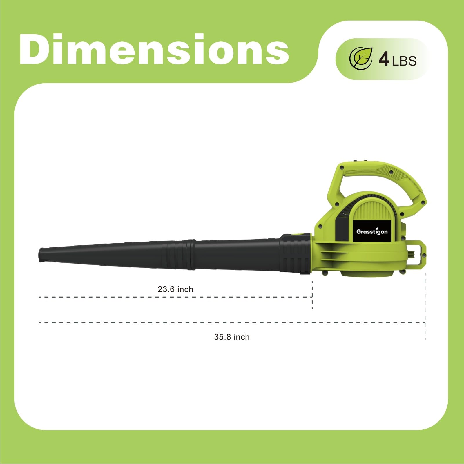 GRASSTIGON corded design enables unlimited runtime for larger yard tasks.