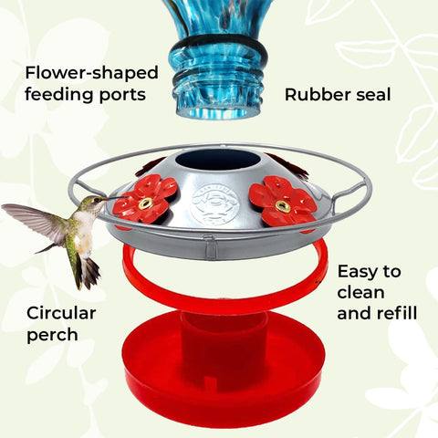 Grateful Gnome feeder with ant moat helps keep nectar clean