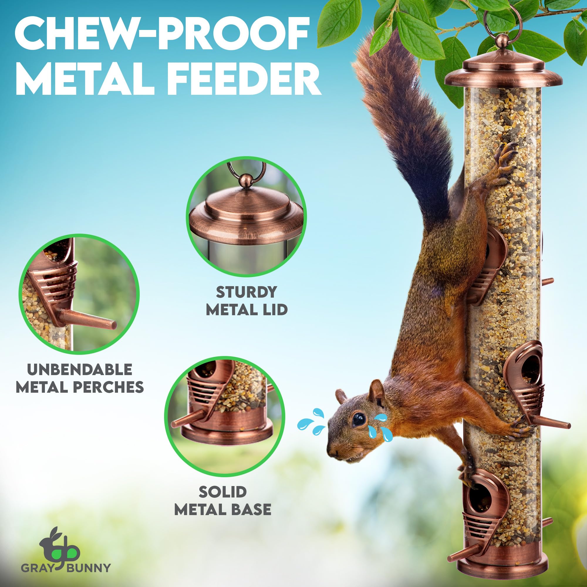 Clear inner tube shows seed levels for timely refills