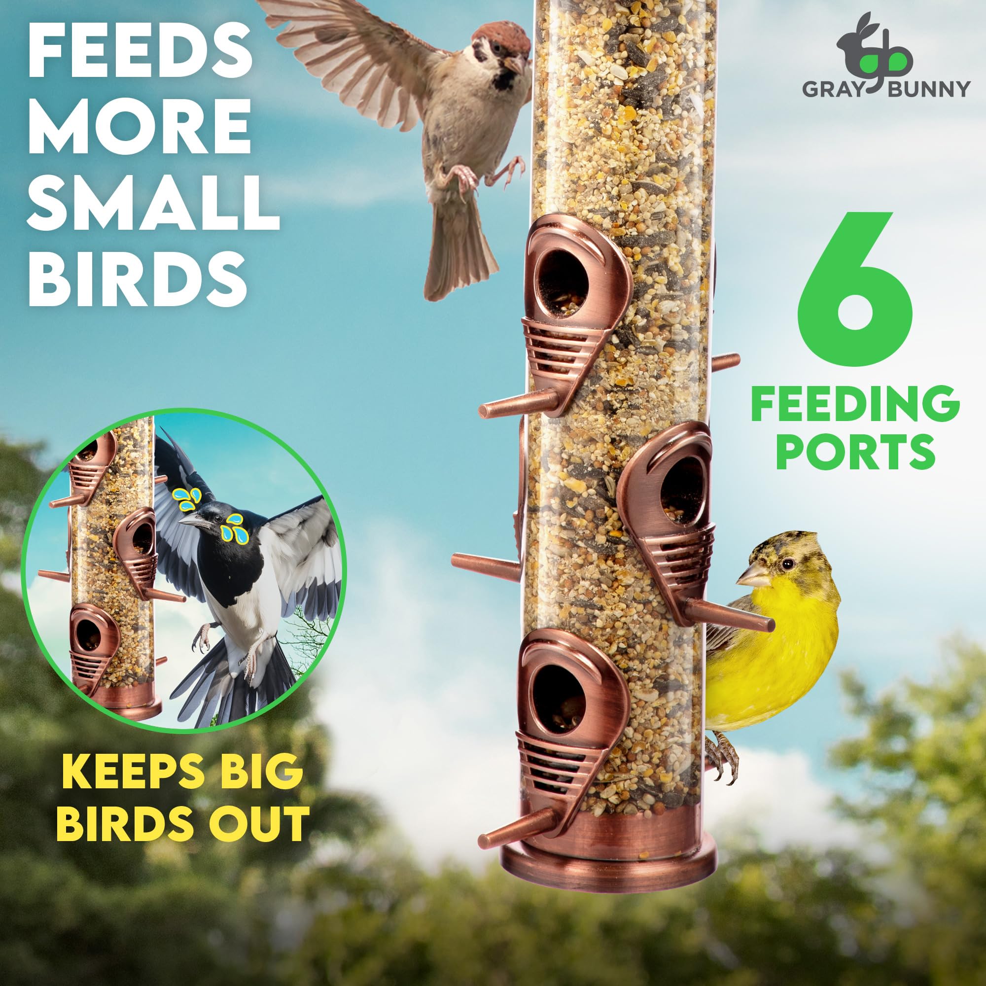Weather resistant finish preserves décor and bird habitat appeal