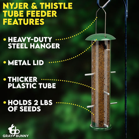 Gray Bunny Chew-Proof Metal Feeder protects seeds from curious squirrels