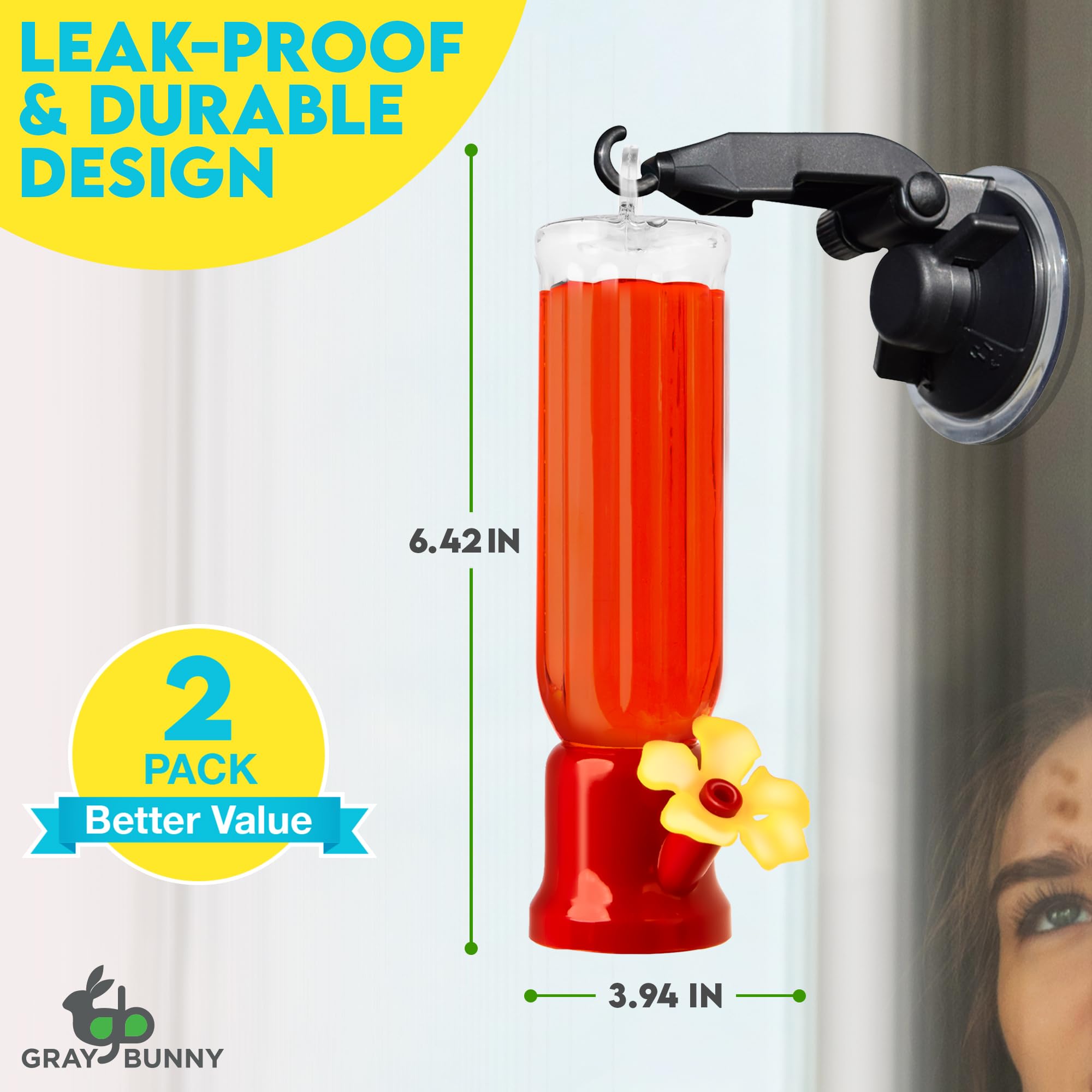 Angled nozzle mimics natural flowers to ease feeding.