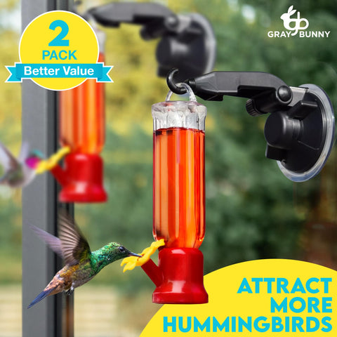 Two-pack Gray Bunny feeders attract more hummingbirds to your outdoor space.