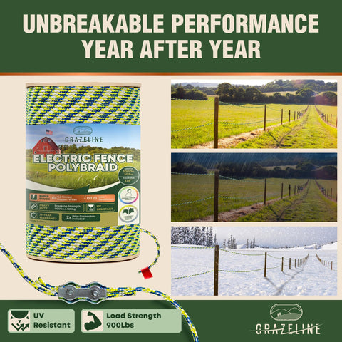 Grazeline horse-safety braided rope close-up illustrates smooth surface reducing injury risk.