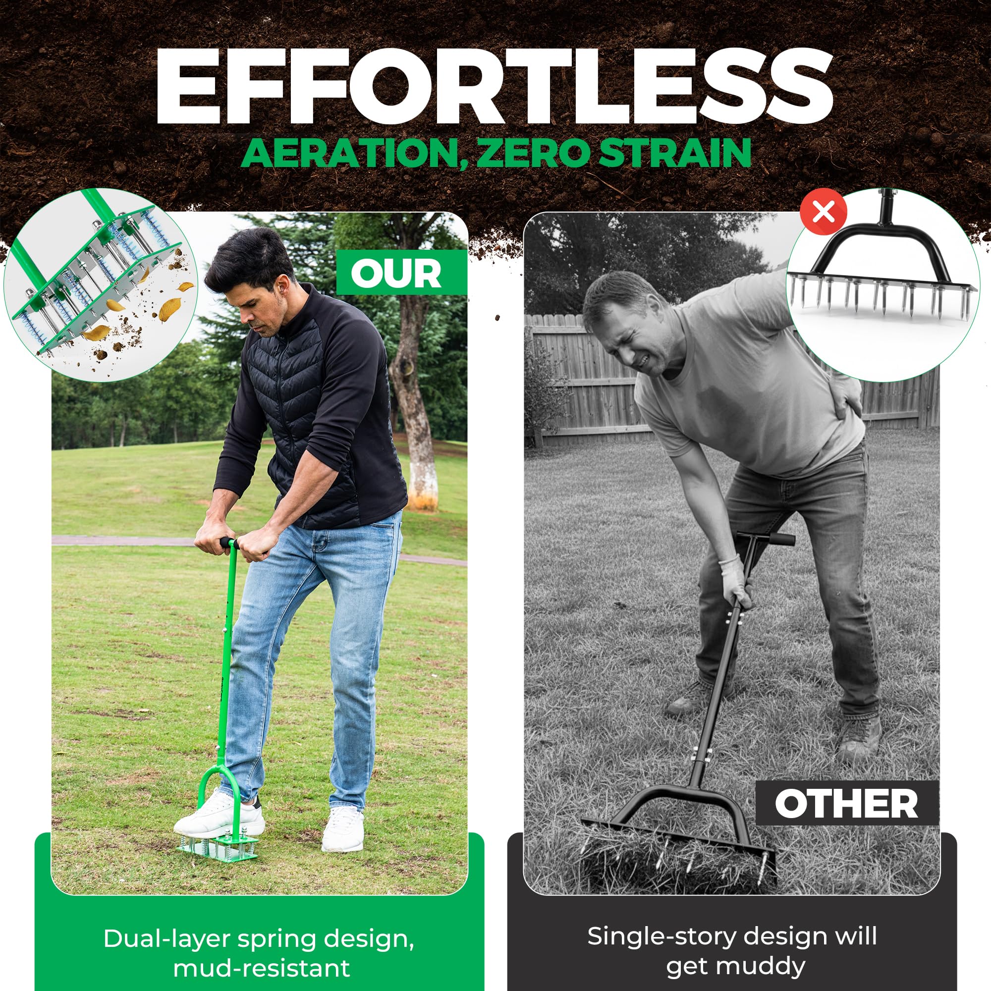 GrdnCare aerator steel frame and reinforced joints for durability.