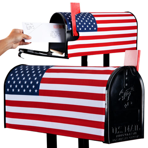 GrdnCare USA magnetic mailbox cover shows a welcoming American flag design for curb appeal.