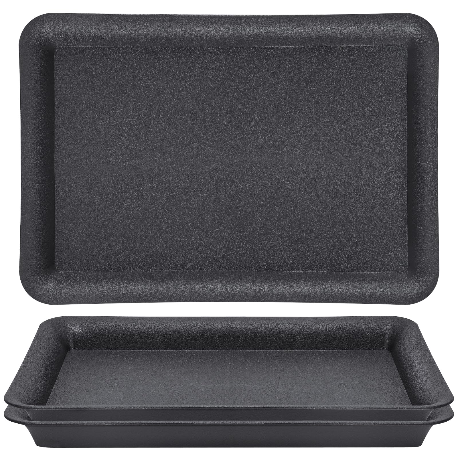 GREANER 17-inch plastic plant saucer front view; sturdy black tray catches drips to protect floors.