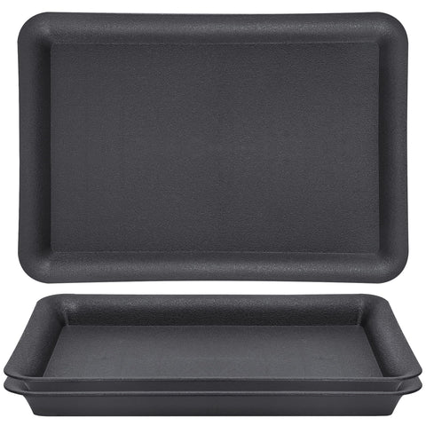 GREANER 17-inch plastic plant saucer front view; sturdy black tray catches drips to protect floors.