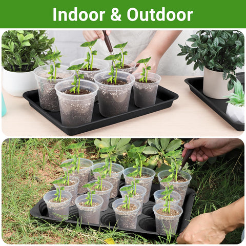 GREANER 3-pack plant trays; compact storage while supporting healthy plant setups.