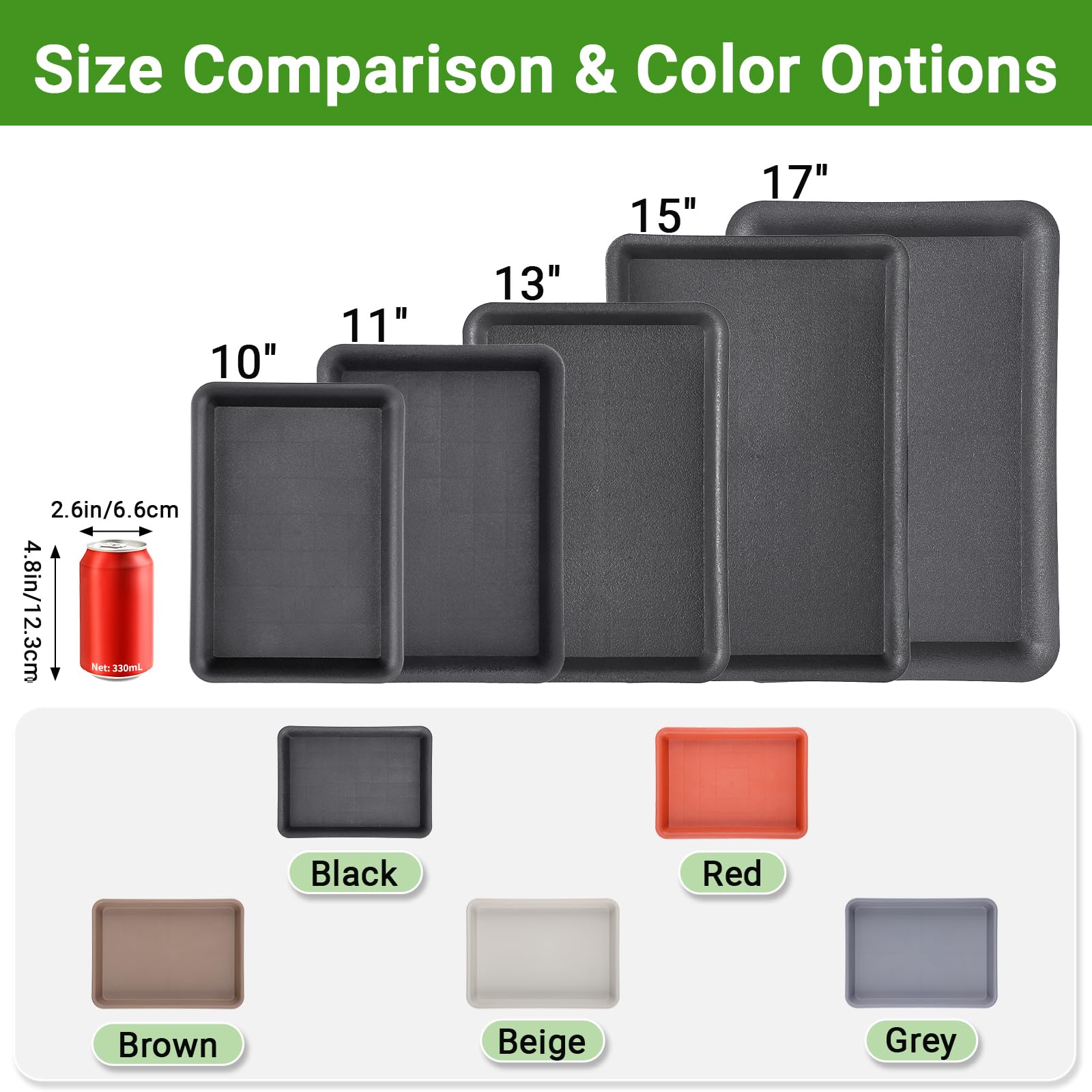 GREANER heavy plastic tray provides durable plant protection for indoor/outdoor pots.