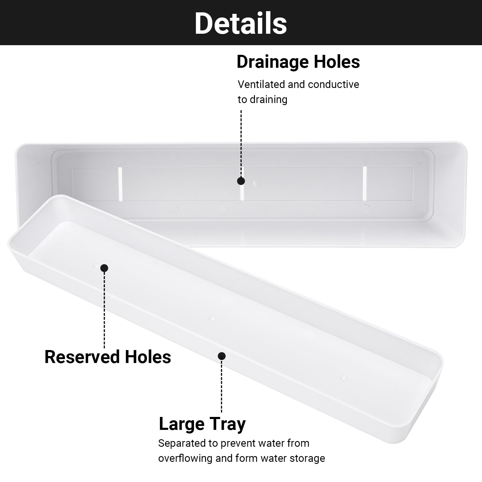 Attached saucer in GREANER planter protects surfaces during watering