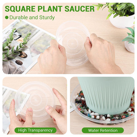 GREANER plant trays in an indoor/outdoor setup for versatile placement.