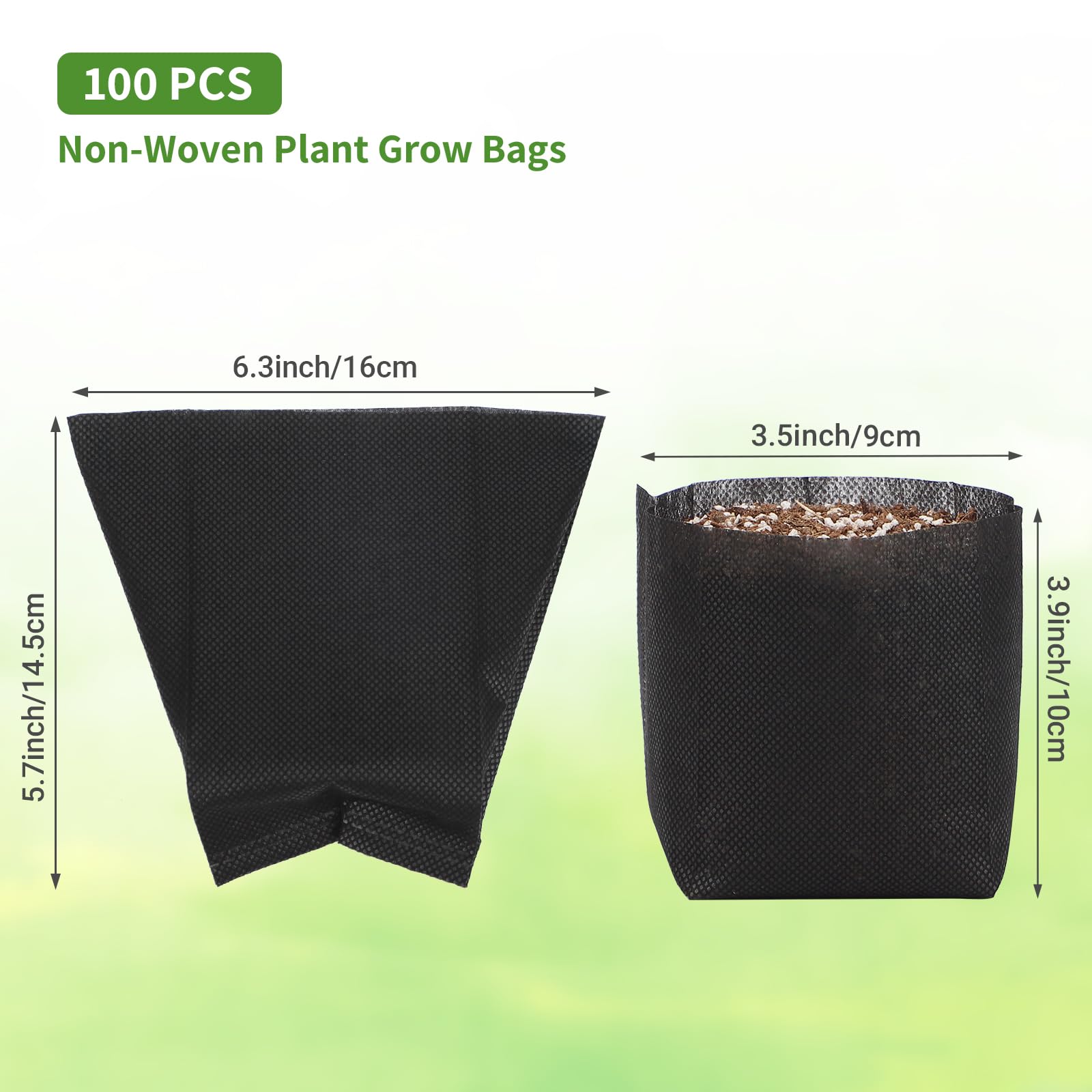 GREANER nursery bag with drainage holes supports healthy root air flow.