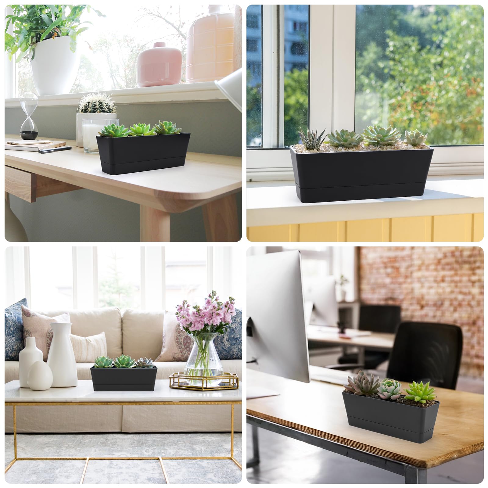 GREANER office desk planter in black to enhance workspaces