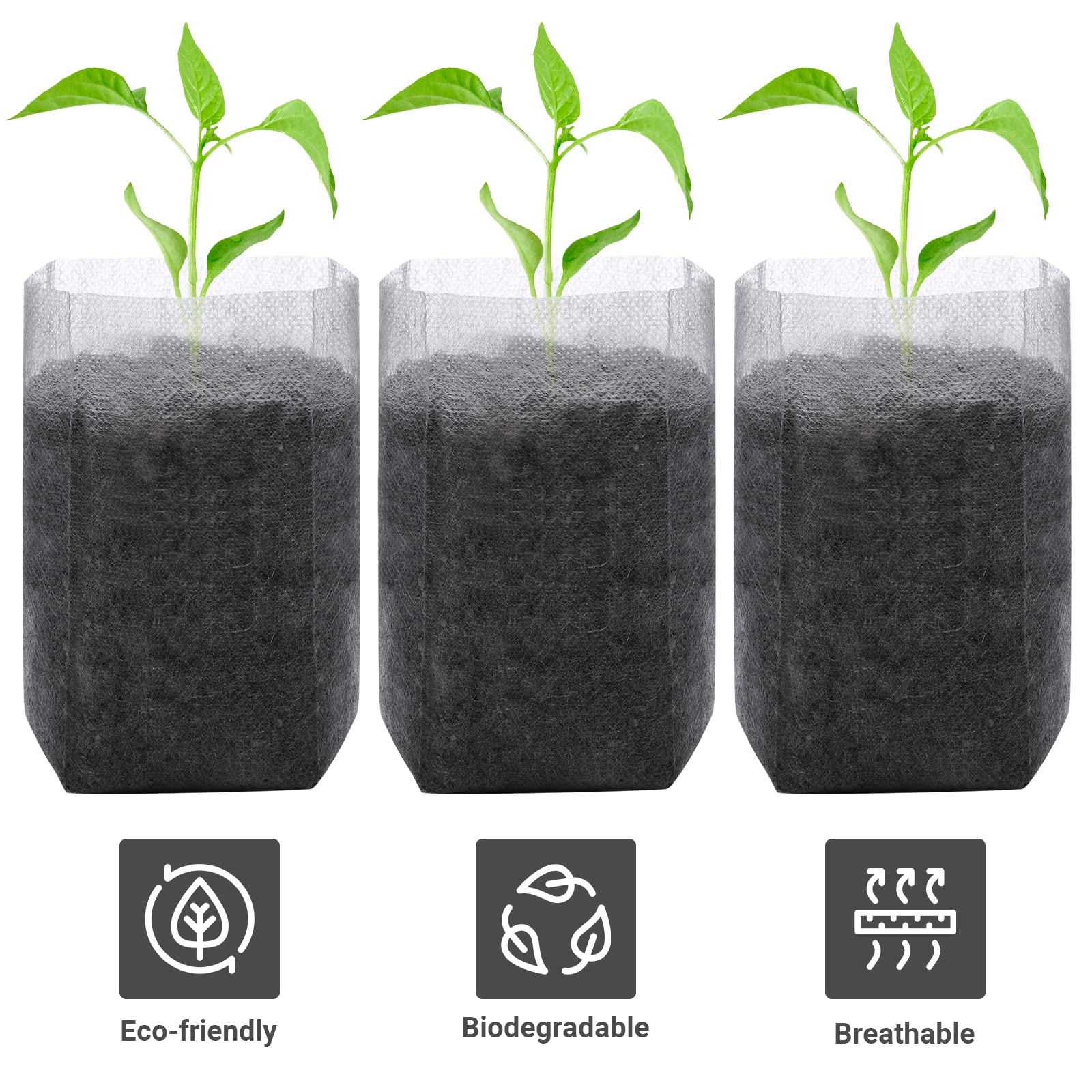 GREANER plant nursery bags suitable for indoor and outdoor gardening projects.