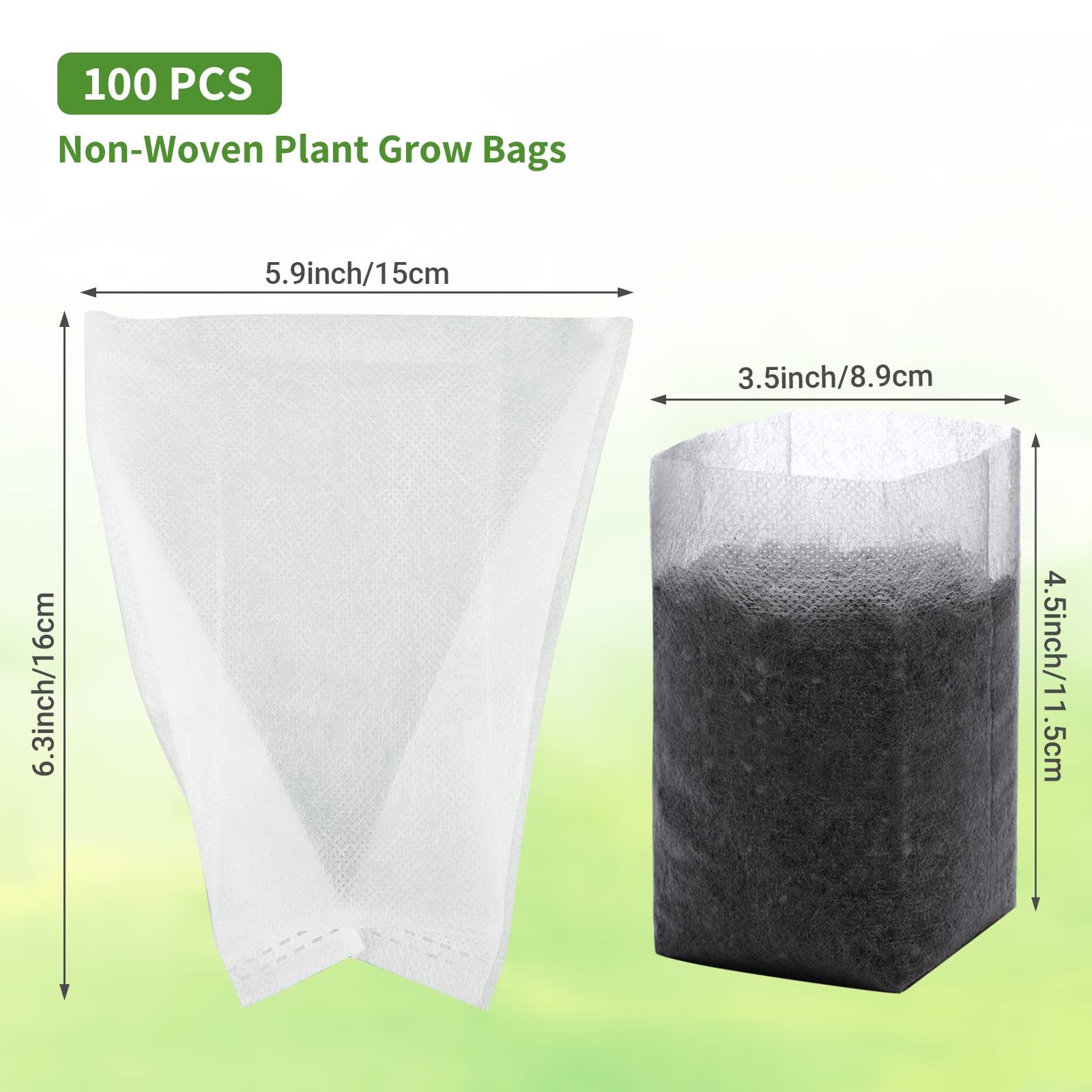 GREANER seedling bags with drainage holes for better aeration and moisture balance.