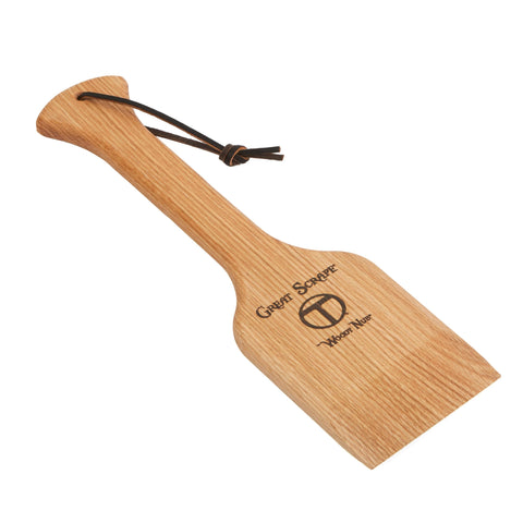 The Great Scrape Woody Nub 16in overview shows a compact, durable grill scraper for on-site cleaning.
