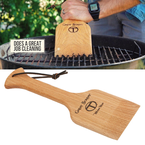 Great Scrape Woody Nub bristle-free design preserves grill surfaces while effectively removing debris.
