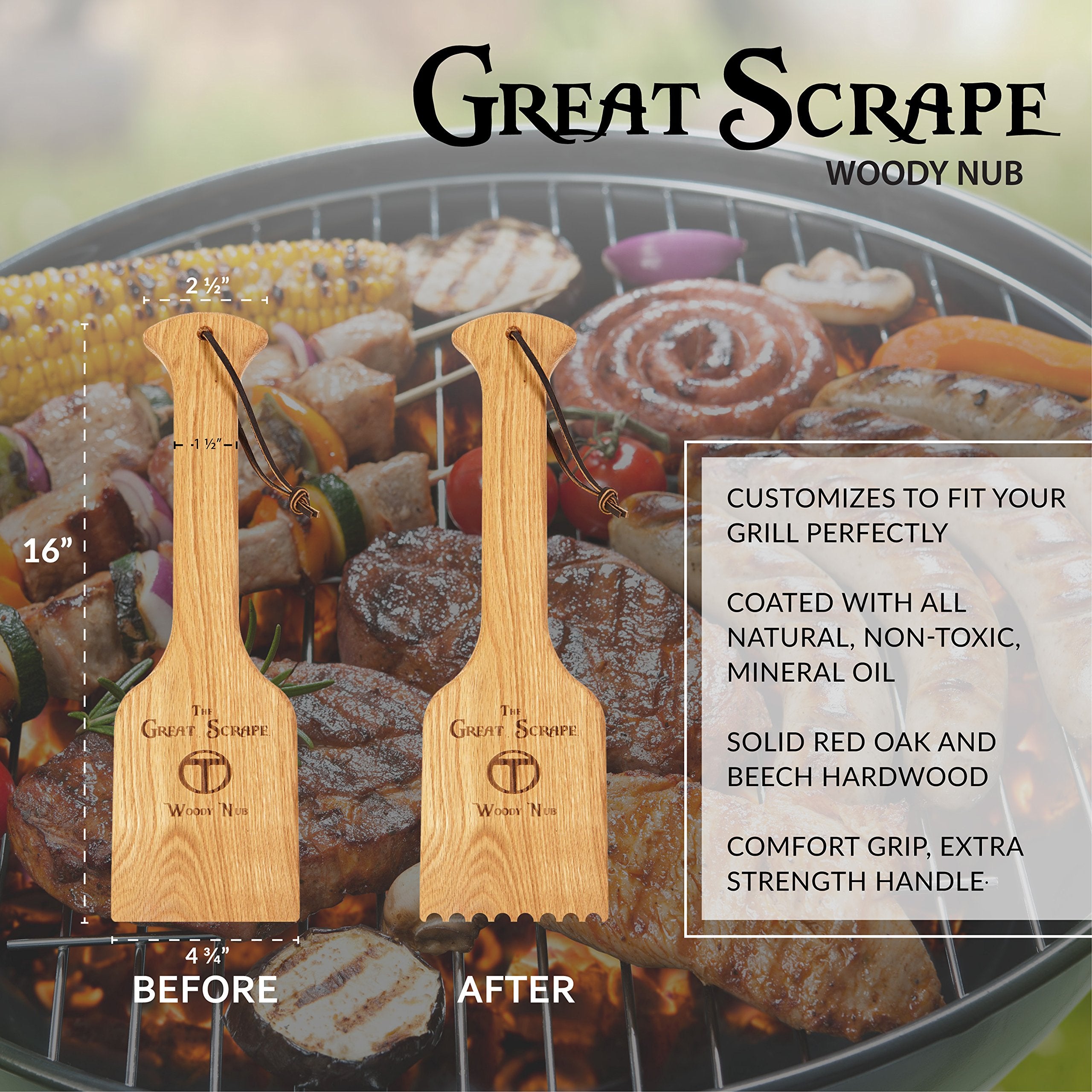 Gift-ready Woody Nub reinforces ready-to-use tool for seasonal barbecue cleanup rituals.
