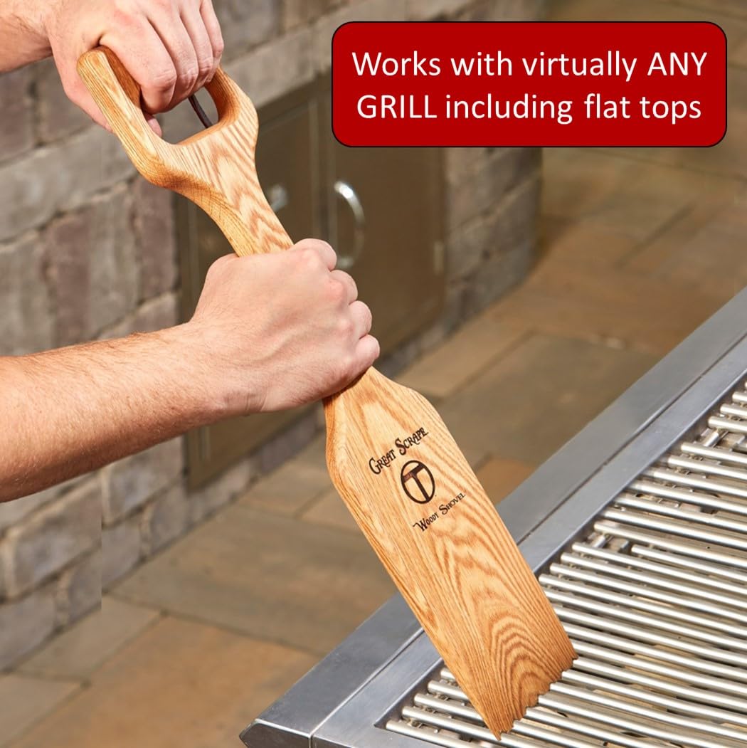 Great Scrape Woody Shovel with comfortable handle grip for easy use.