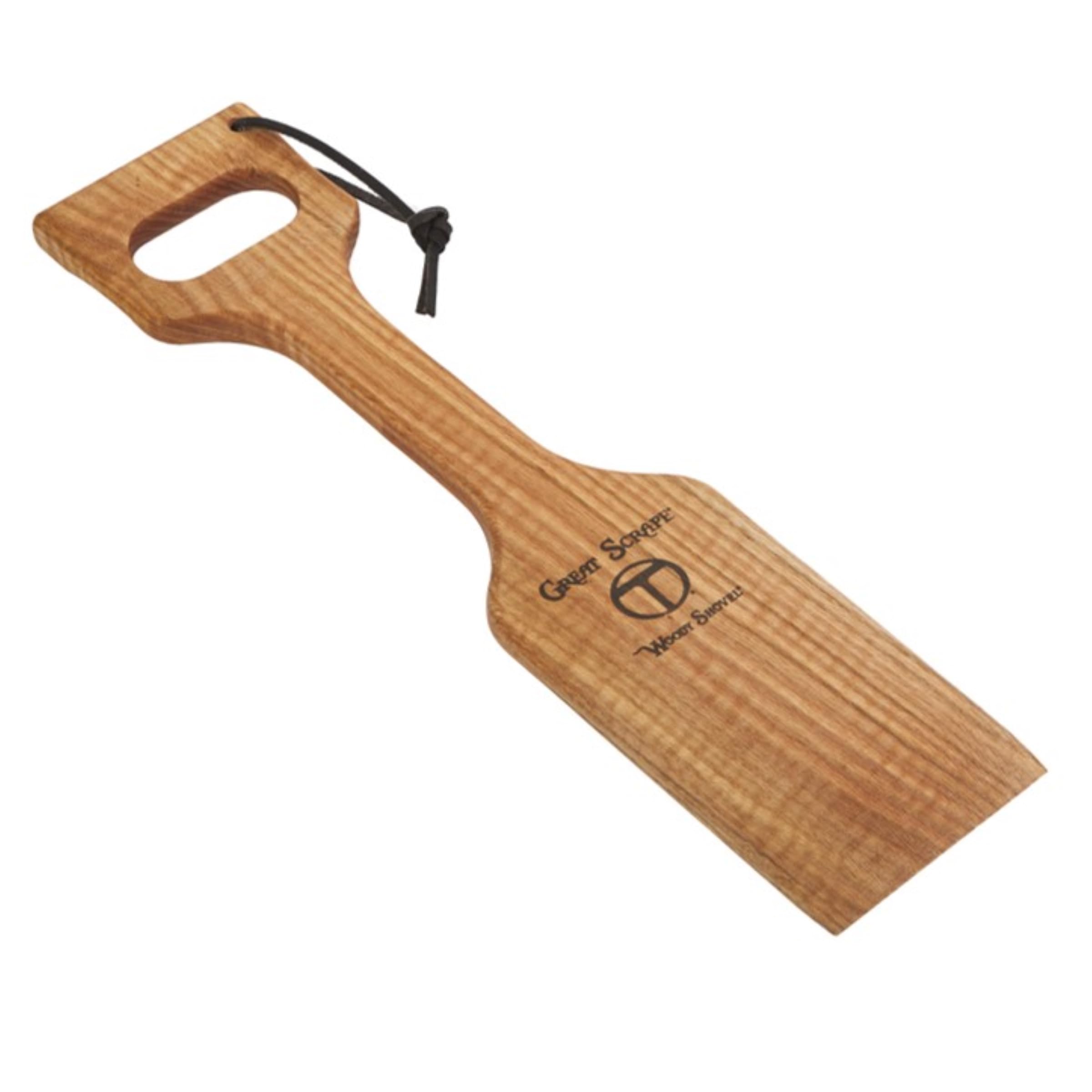 Great Scrape Woody Shovel top view shows ergonomic, bristle-free grill cleaning.