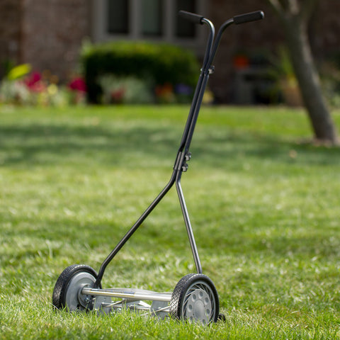 Great States 415-16 reel mower front view highlighting 16-inch cutting width.