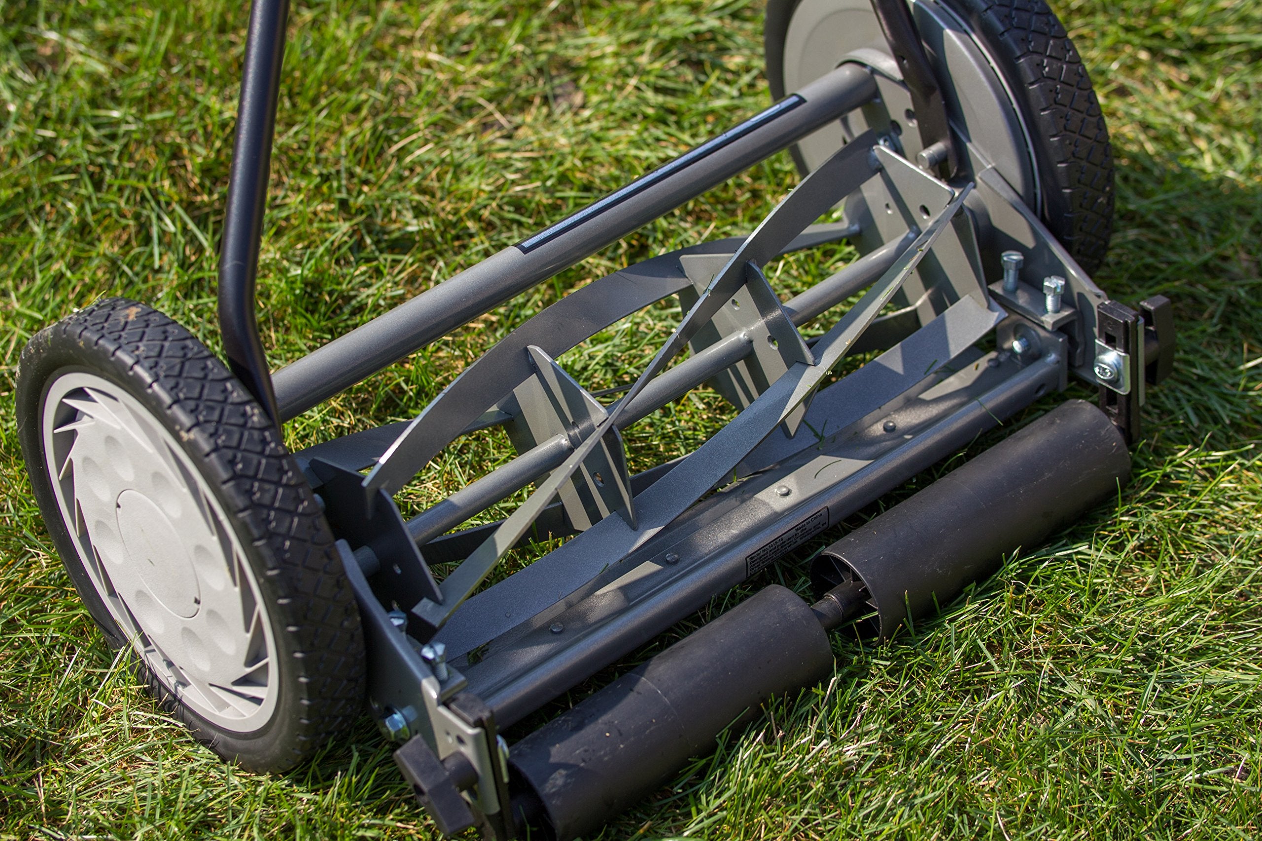 Great States 415-16 reel mower operates quietly for peaceful yards.