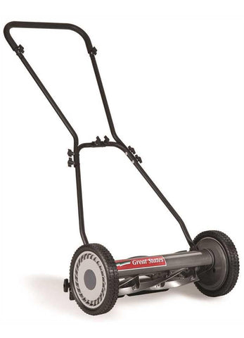 Great States 815-18 push reel mower side view showing compact, low-maintenance operation