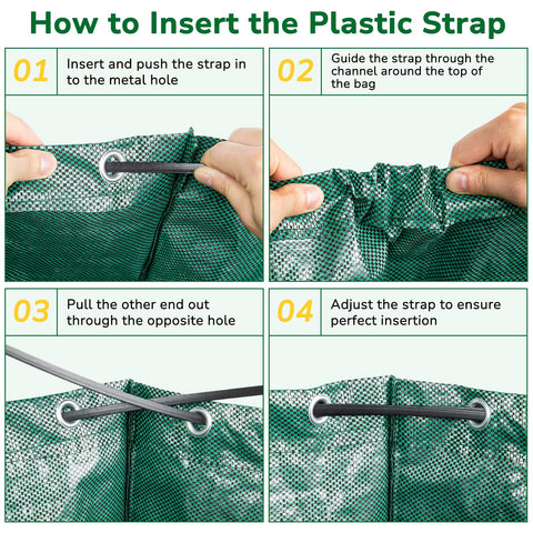 GreatBuddy garden waste bag captures leaves and debris for tidy disposal.