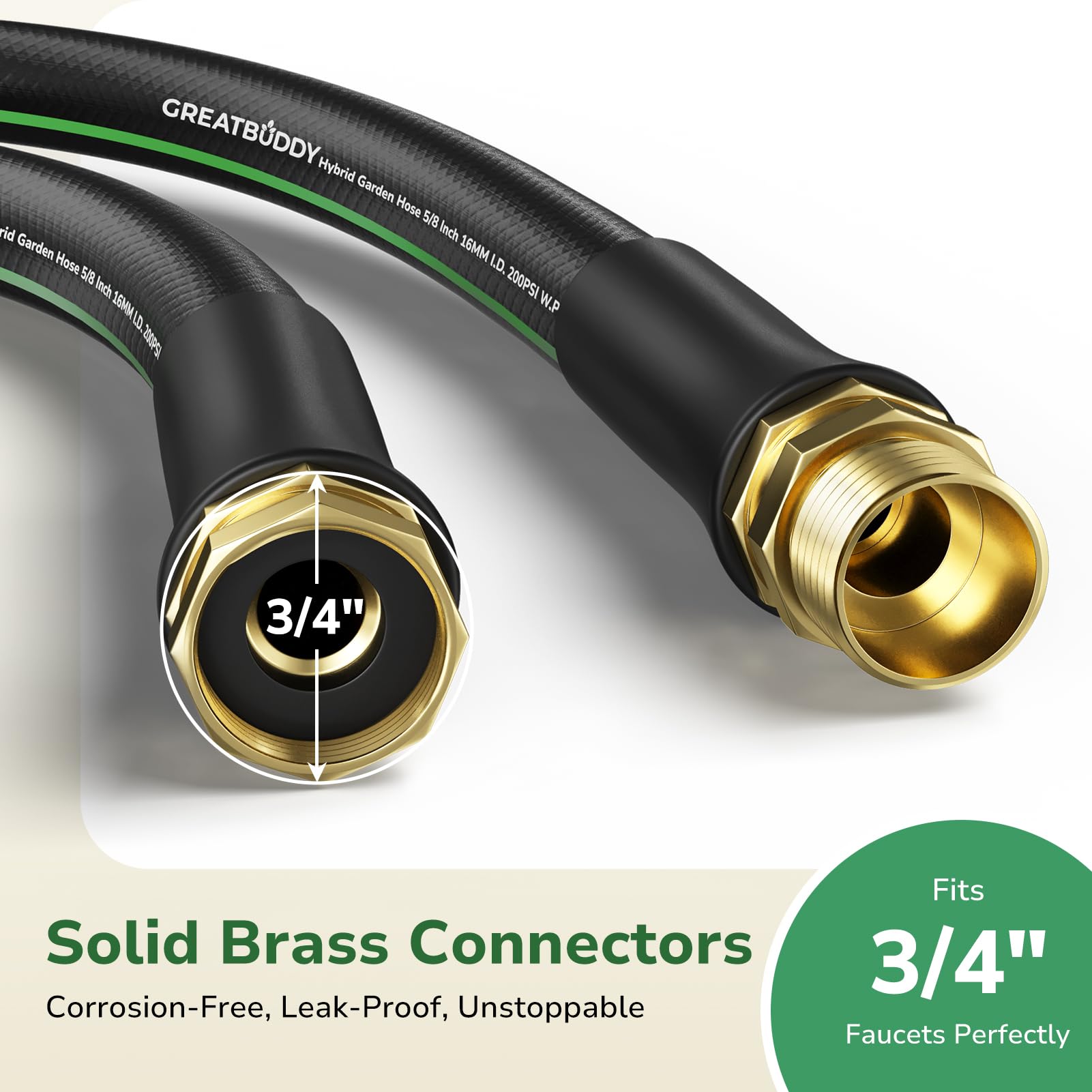 GreatBuddy hose in winter chill demonstrating all-weather flexibility and durability.